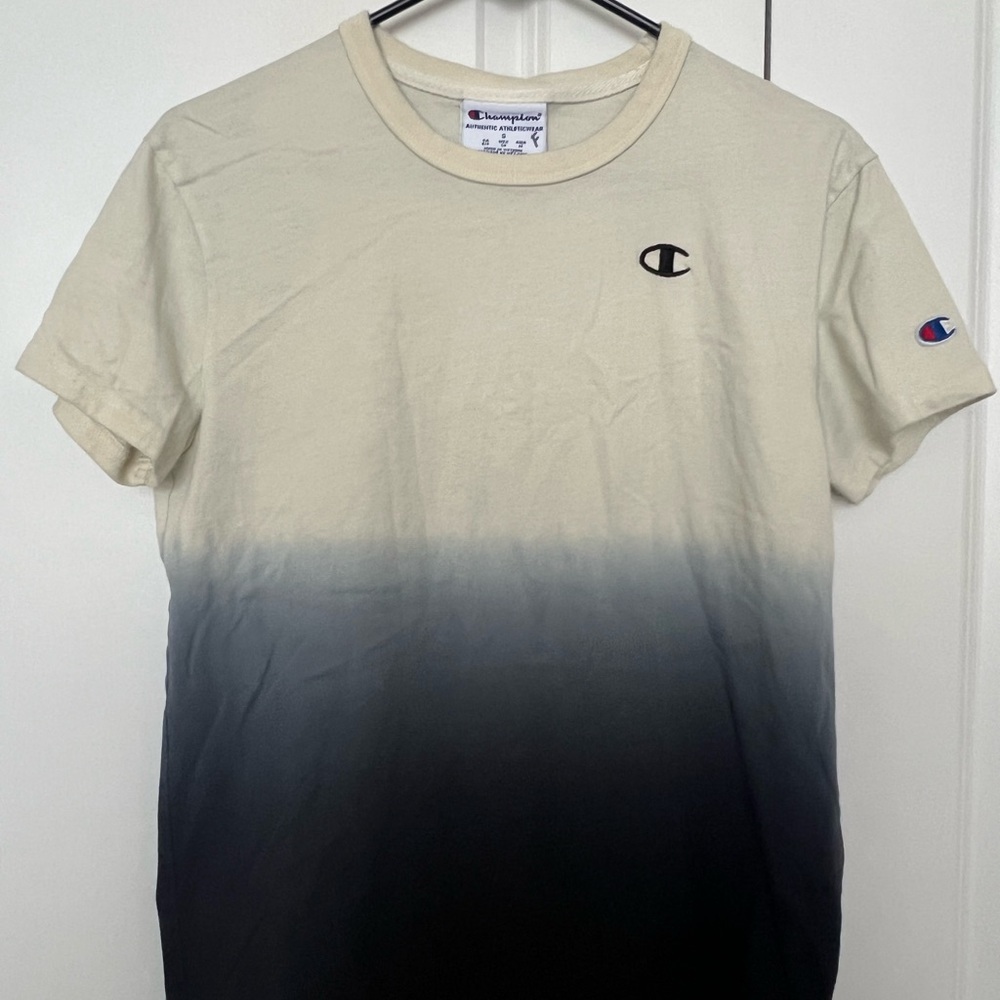 Champion Men's Short Sleeve Tee - Cream and Black Gradient